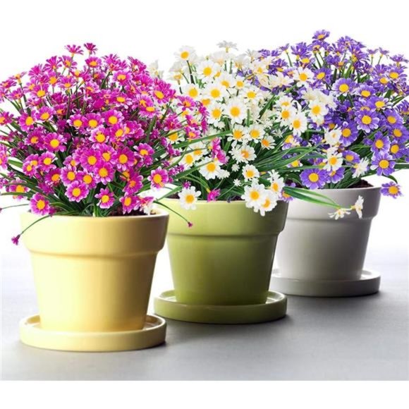 6Bundles Outdoor Artificial Daisies FakeFlowers UVResistant Shrubs,Faux Greenery - Picture 7 of 7